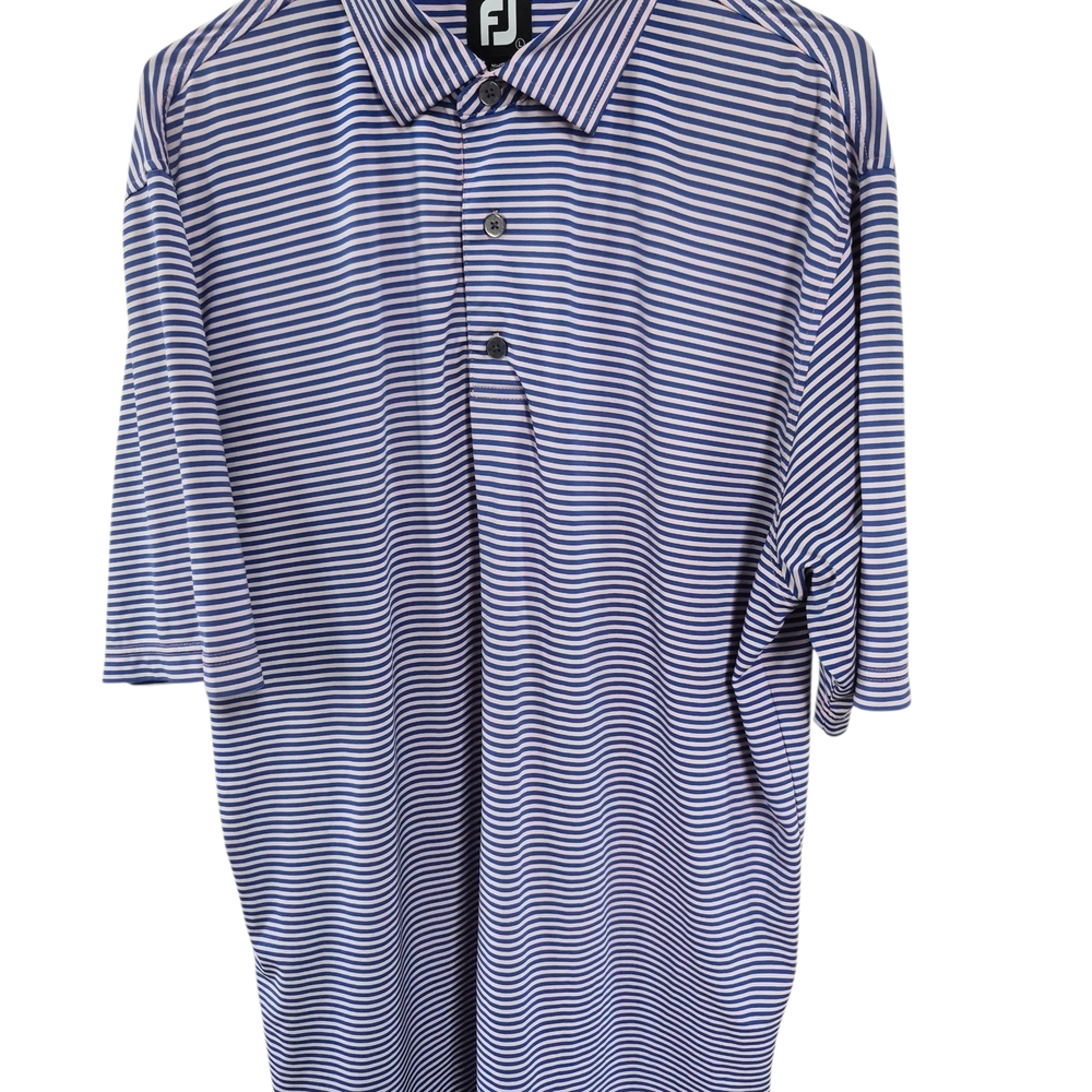 FootJoy Blue And Pink Striped Golf Polo Shirt Large